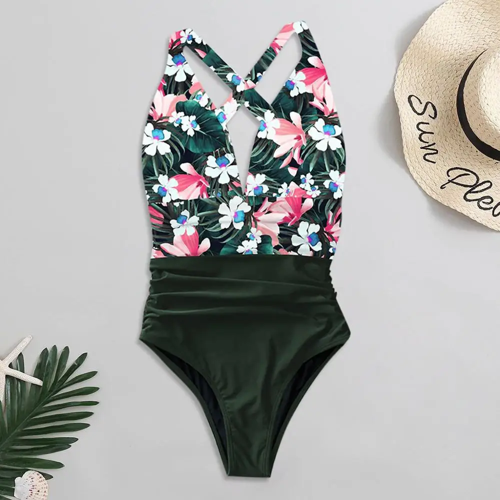 2020 сексуальные цельные купальники боди женские плечевые Цветочные Купальники