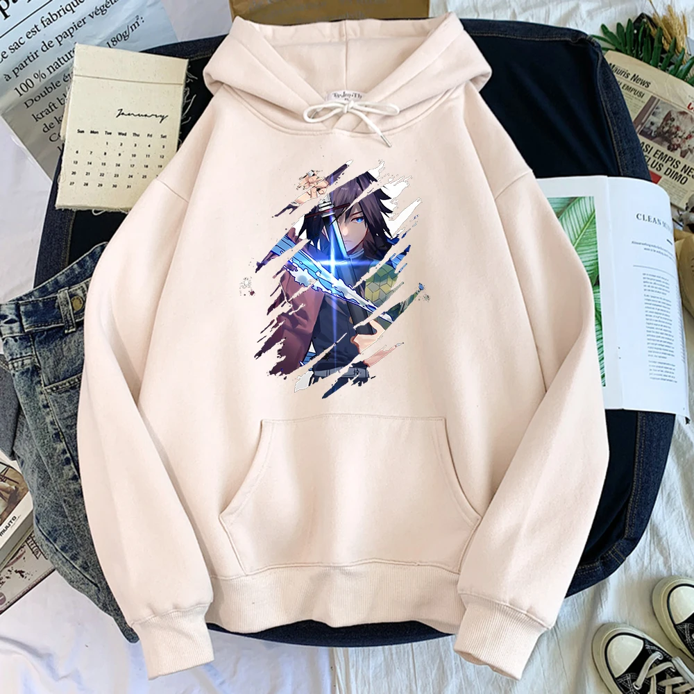 

Мужская толстовка с капюшоном в стиле аниме Demon Slayer Tomioka Giyuu, толстовка с принтом для мужчин и женщин, негабаритная мягкая толстовка с круглым...