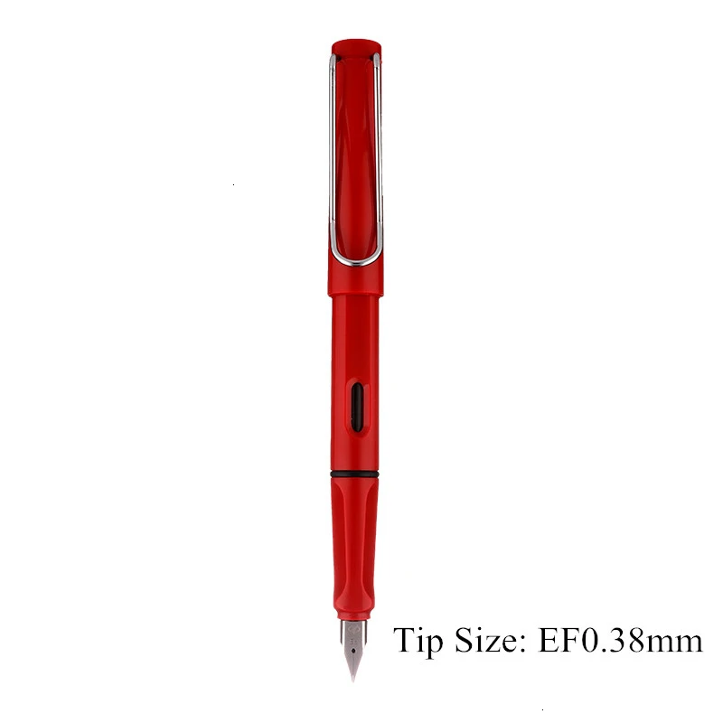 Red-EF0.38mm 0,38/0,5 мм Высококачественная цветная пластиковая перьевая ручка, чернильные ручки для каллиграфии, Подарочные офисные канцелярские принадлежности 03930 - Цвет: Red-EF0.38mm