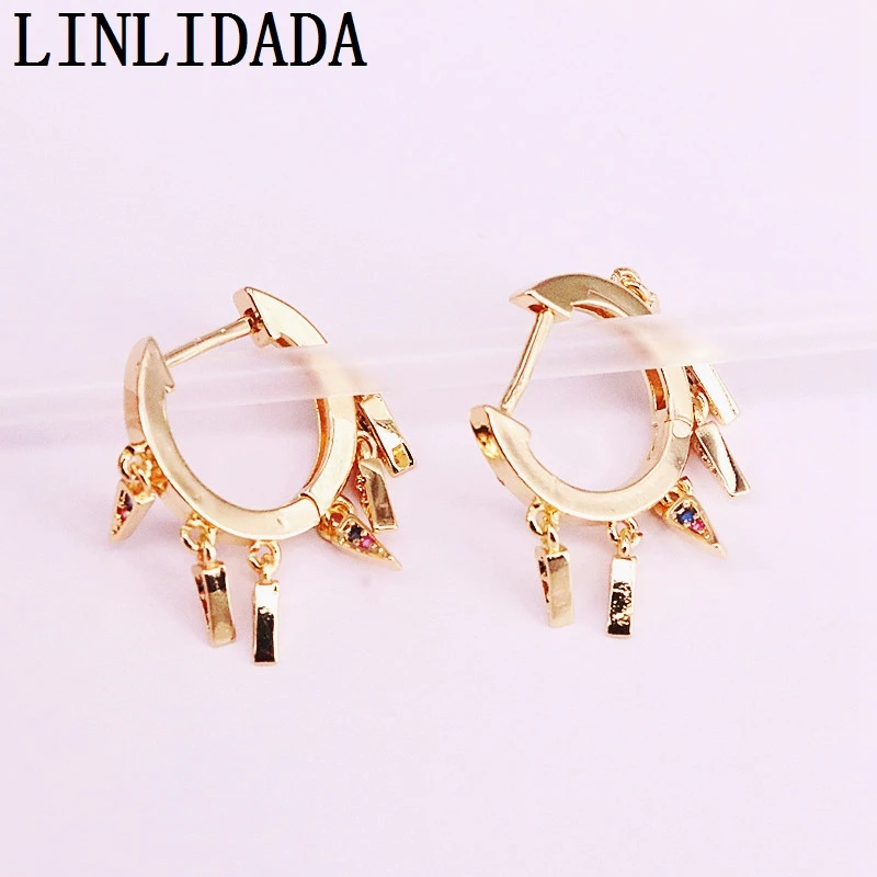 5Pairs Gold Color Cz Micro Pave Tassel Dangle Earring For Women Girls Fashion Zirconia Party Jewelry | Украшения и аксессуары