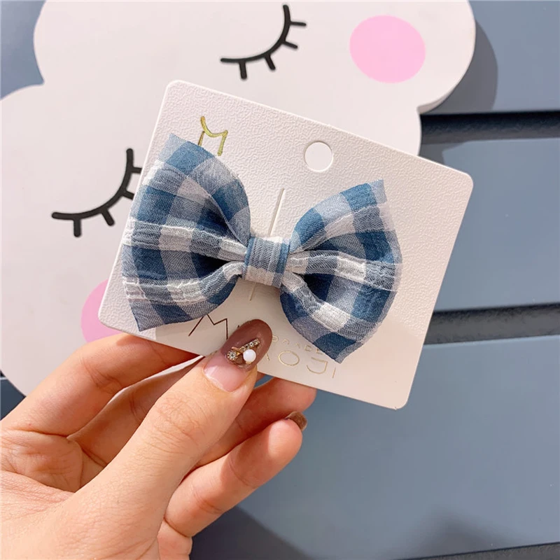 1 шт. милый детский головной убор заколка с клетчатой тканью заколки ручной