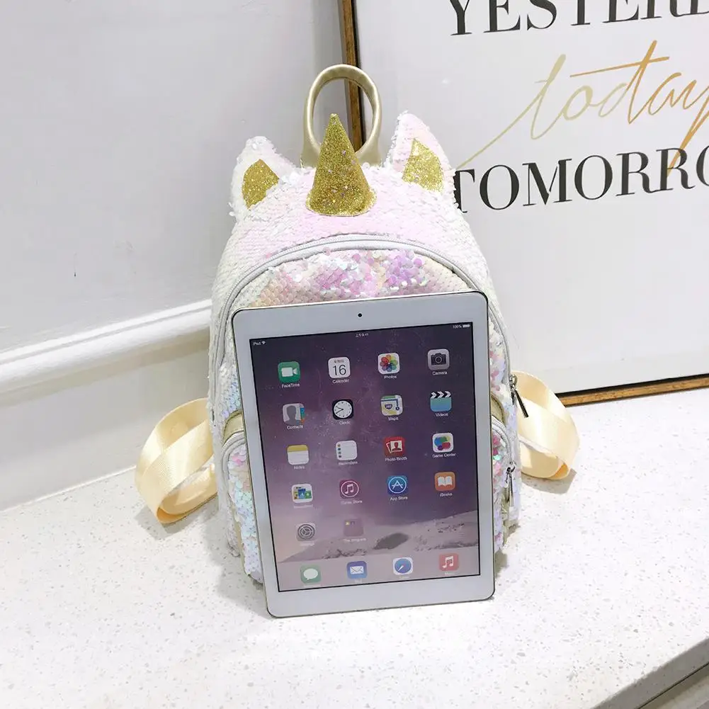 Студенческий рюкзак с блестками Сумка единорогом женские рюкзаки для девочек
