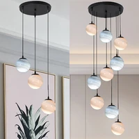 nordic planet glass lampshade pendant light led chandeliers creative single headmulti head chandelier kitchen living room
