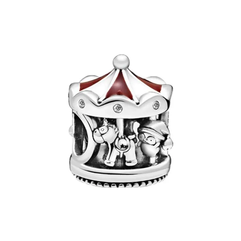 

Silver Carousel Pendant Charms Fit Women Beads Bracelets Jewelry Gift