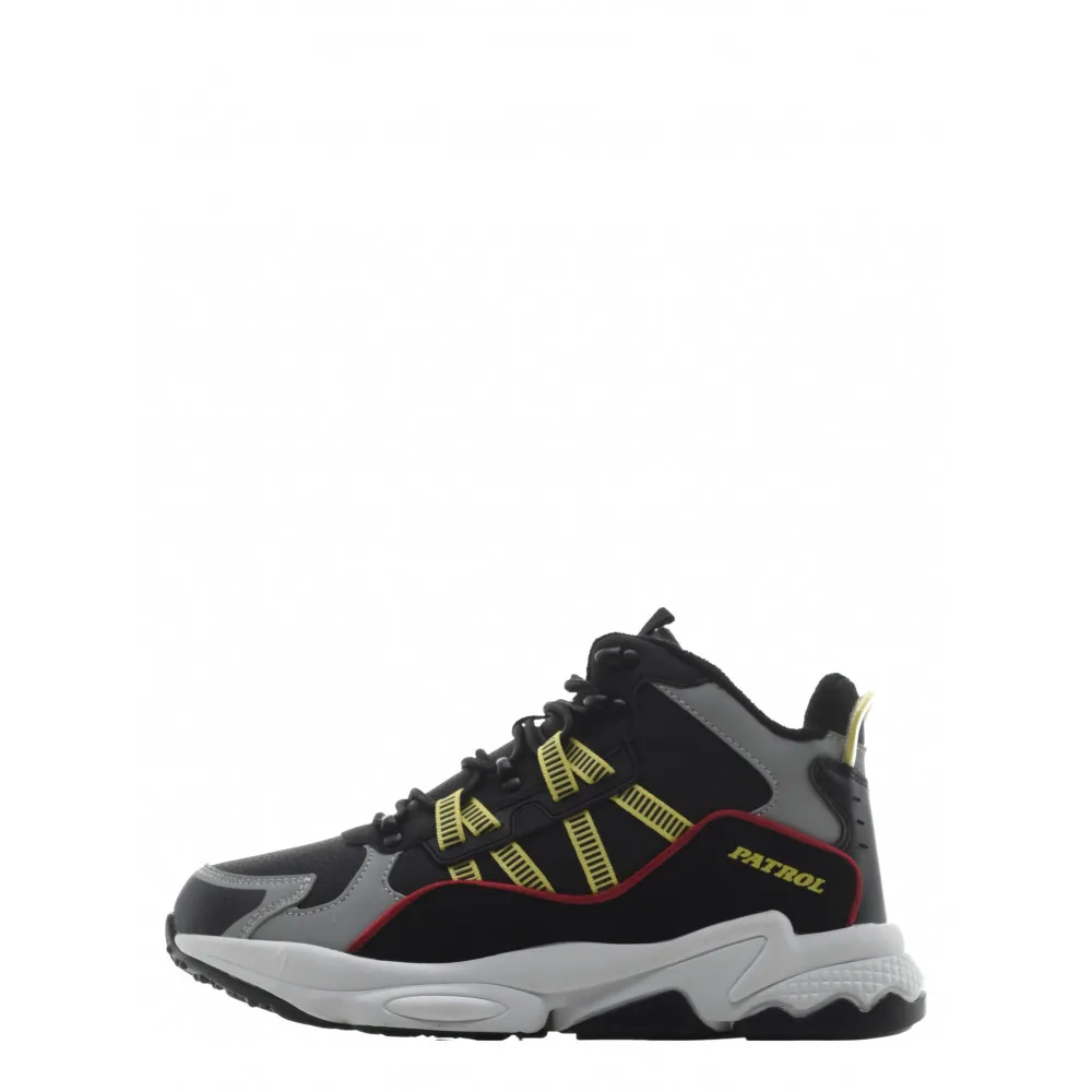 Мужская обувь PATROL ботинки осень зима искусственная кожа цвет черный/серый подкл.