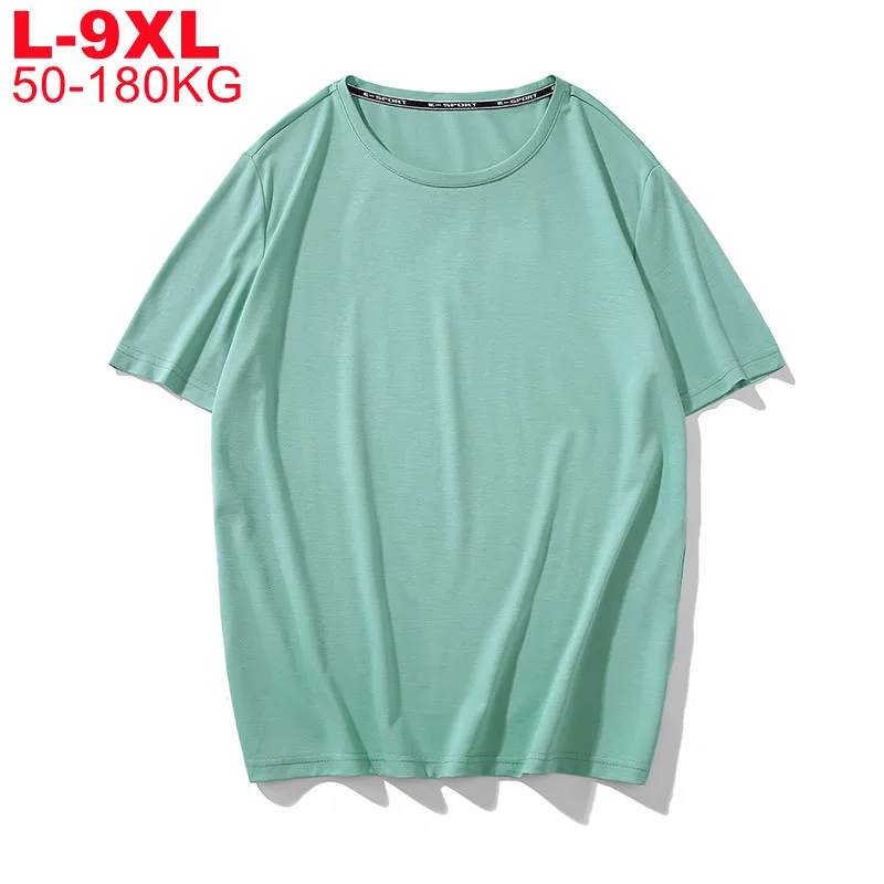 

Plus Size 7xl 8xl 9xl 158cm 180kg Men's Summer Silk T-shirt Casual Short Sleeve O-neck T Shirt Men Comfortable Solid Tops Tees