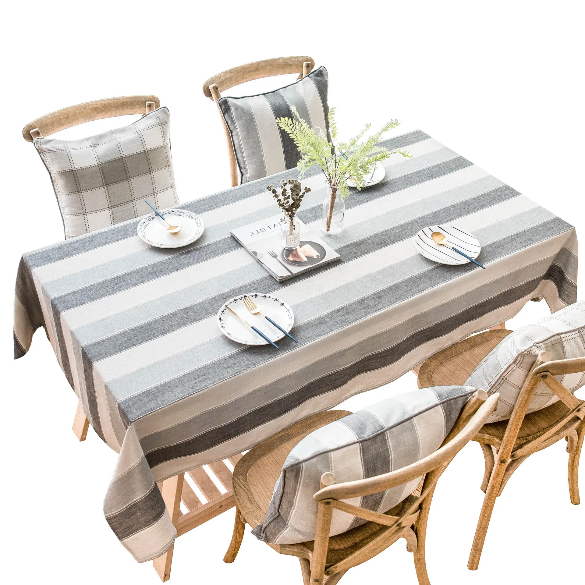 

Striped Cotton Linen Fresh Fabric Living Room Dining Desk Rectangular Coffee Tablecloth Table Cover Party Birthday Decoration