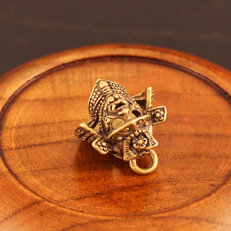 Retro Brass Japanese Samurai Helmet Mask Key Chain Pendant Copper Lanyard Multifunction Keyring Necklace DIY Accessories | Украшения и