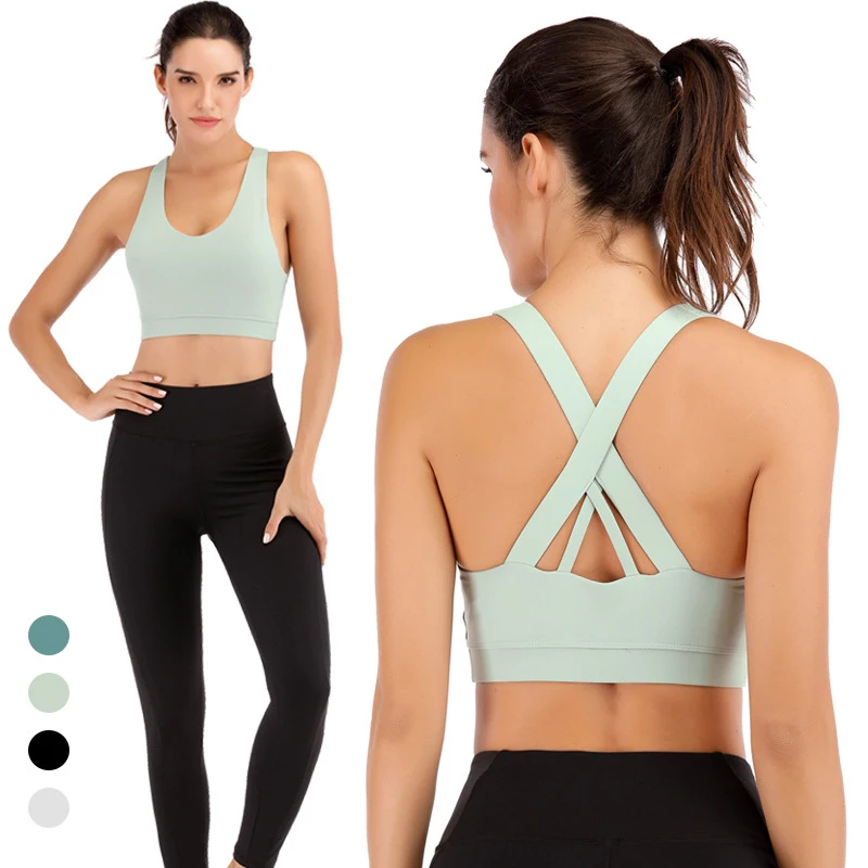 

Sports Underwear Back Cross Shoulder Strap Sports Vest Sexy Beauty Back Yoga Vest Quick-Drying Workout Solid Breathable Skinny