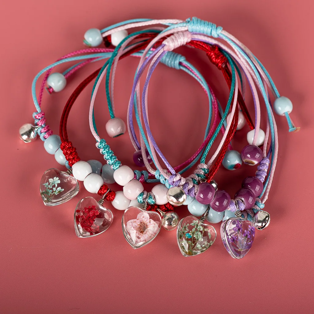 

Стеклянный цветок Любовь Сердце аксессуары определенной формы милый ручной работы браслет с керамическими бусинами аксессуары оптом для ж...