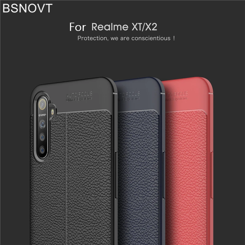 

For OPPO Realme X2 Case Shockproof Soft TPU Silicone Luxury Leather Case For OPPO Realme X2 Cover For OPPO Realme X2 6.4" BSNOVT
