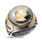 кольцо женское парные Мужское кольцо с изображением головы Трампа и букв, двухцветное кольцо из цинкового сплава, украшение для винтажного стиля в стиле панк, ювелирные изделия, мужские подростковые подарки, аксессуары