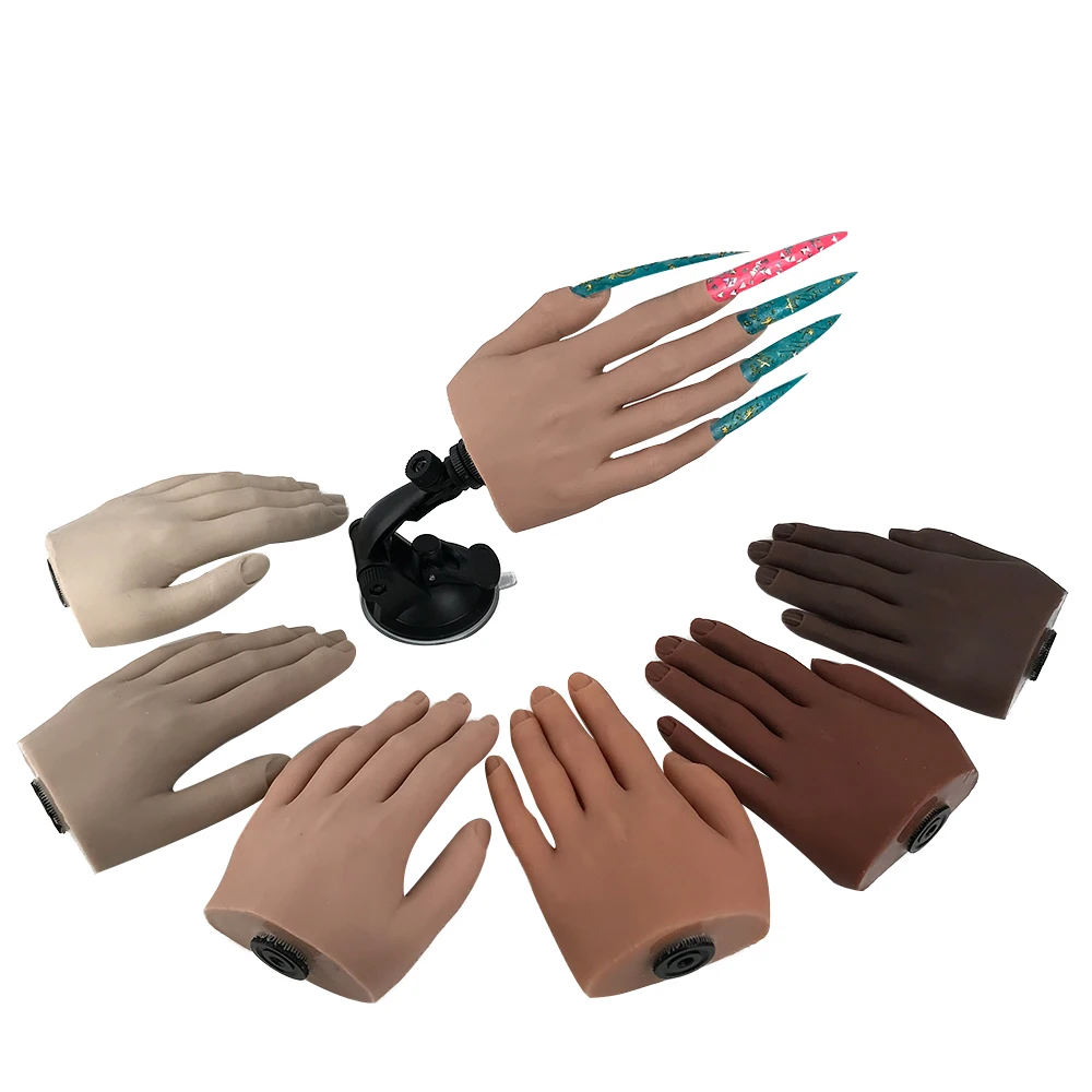 Real Practice Hand Model Adjustable High-quality Silicone Material Can be Inserted Into Nails Nail Art Tools