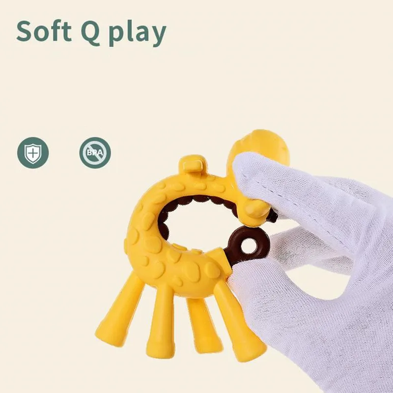 Mordedor de silicona suave con dibujos animados para beb&eacute;, mordedor seguro sin BPA para dentici&oacute;n de beb&eacute;, varilla Molar de cervatillo, juguetes para morder-4