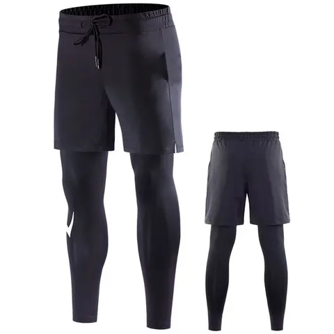 Высокоэластичные мужские шорты и брюки 2 в 1, беговые колготки, быстросохнущие спортивные Леггинсы для фитнеса, тренировочная спортивная одежда, Индивидуальные брюки