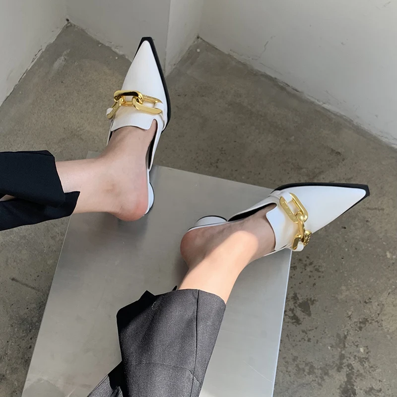 Мюли женские с острым носком туфли на квадратном каблуке 5 см без застежки