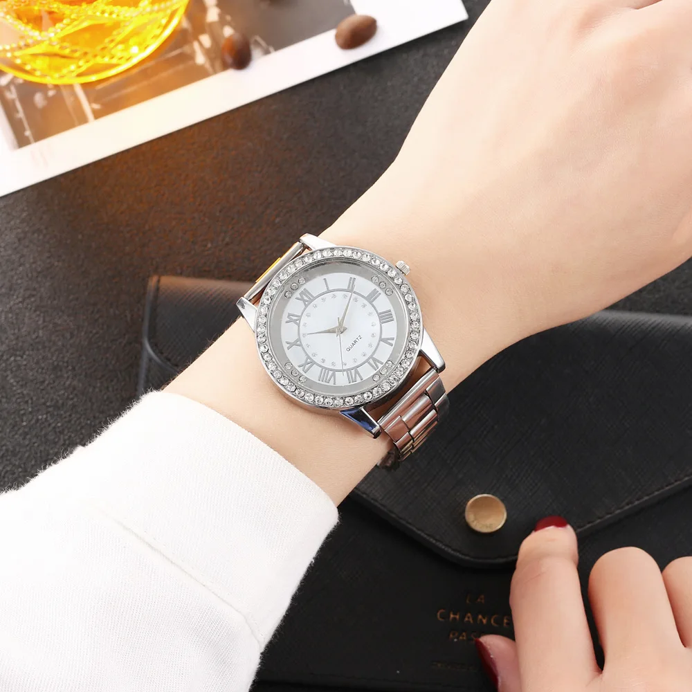 

Watch Classic Roman Scale Large Dial Watch Women's Luxury Rhinestone Fashion Quartz Watch women watches luxury