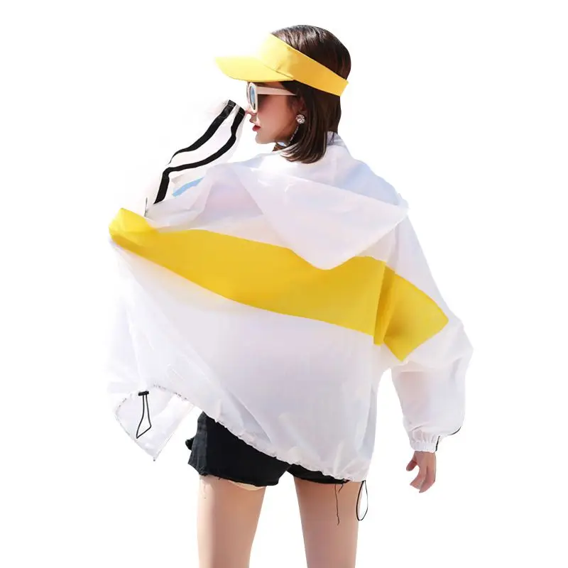 

Women jacket Concise Dry Fast Color-blocked Sunscreen Jackets Casual All-match Beach Style