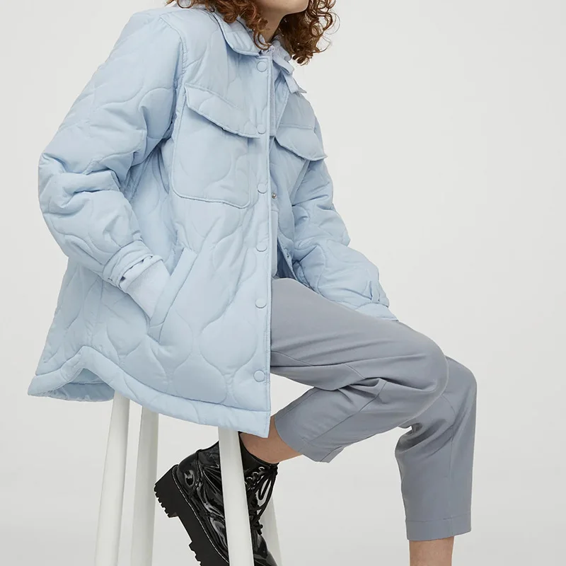 Парка женская шерстяная стеганая с карманами на осень | Женская одежда