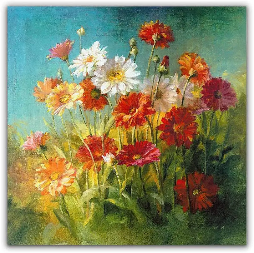 

Hand Painted Poppy Flowers Unframed Canvas Wall Art Painting Vintage Flower Oil Painting Modern OfficeHome Print Art Decoration