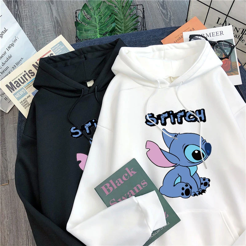 Disney Stitch Hoodies Cartoon Autumn Winter Loose Thick Sweater Fashion Men and Women Same Casual Street 8 colors Sweatshirt