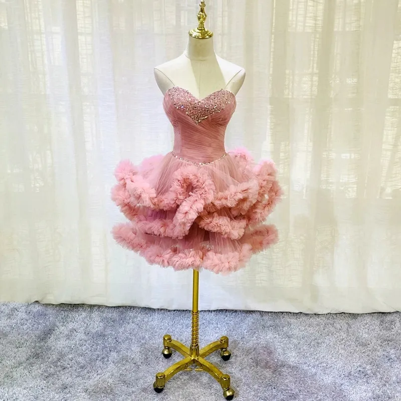 

Pink Sweetheart Short Homecoming Dresses Vestidos de festa Sparkly Crystal Beading Junior Graduation Formal Party Gowns HOT