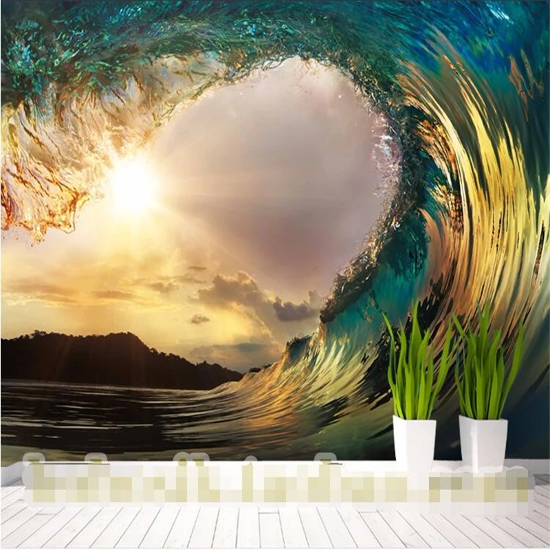Фотообои Diantu для стен объемный фон серфинга море волн вида спальни картина