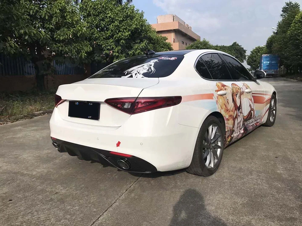 Задний спойлер из углеродного волокна со стальным выхлопом для Alfa Romeo Giulia Стандарт- спортивный стиль ПП бампер