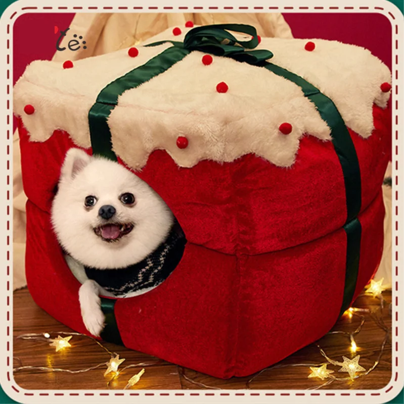 

Christmas Dog Bed House For Labrador Cat Bed House Pet Dog Mat Cat Basket Cave Cats Bed Pet Kennel Winter Warm Pet Cat Dog House