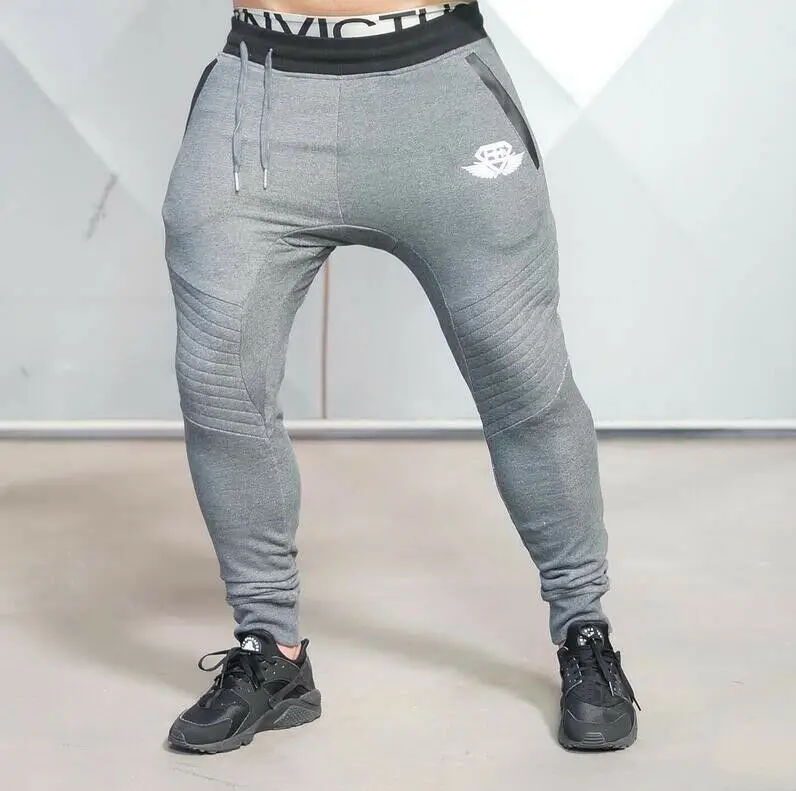 

DIMI All-Match Comfortable Solid Color Men New Fitness Casual Stretch Cotton Gyms Body Engineers Jogger Elastic Pants