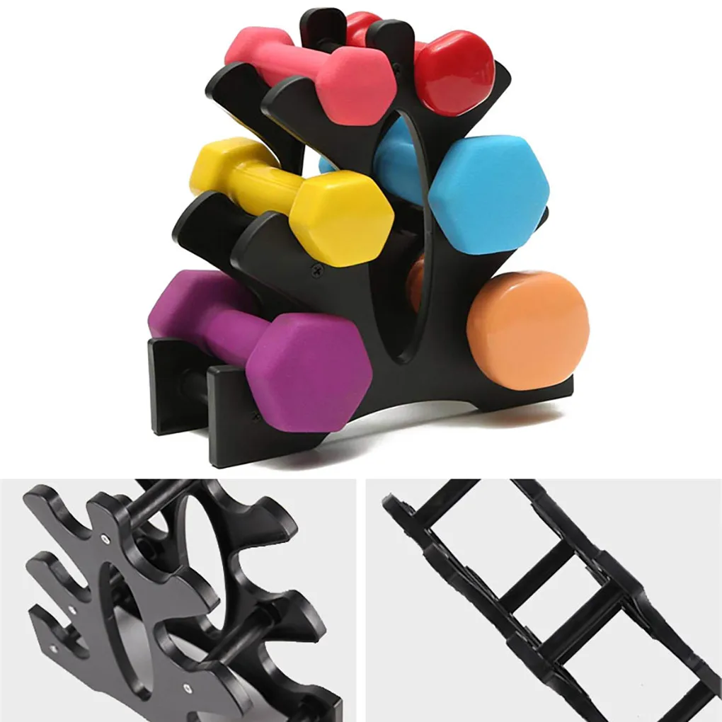 

Durable Office Stands Fixed Dumbbell Rack Weight Lifting Storage Black Gym Plastic Home 3 Tier Exercise Accessories Holder