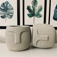 3d resin craft diy clay human face cement silicone planter mould big decorating vase making concrete flower pot molds