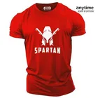 Высококачественная футболка из хлопчатобумажной ткани, Мужская футболка оверсайз с принтом спартанского героя, спортивная одежда, уличная одежда, топы, футболки