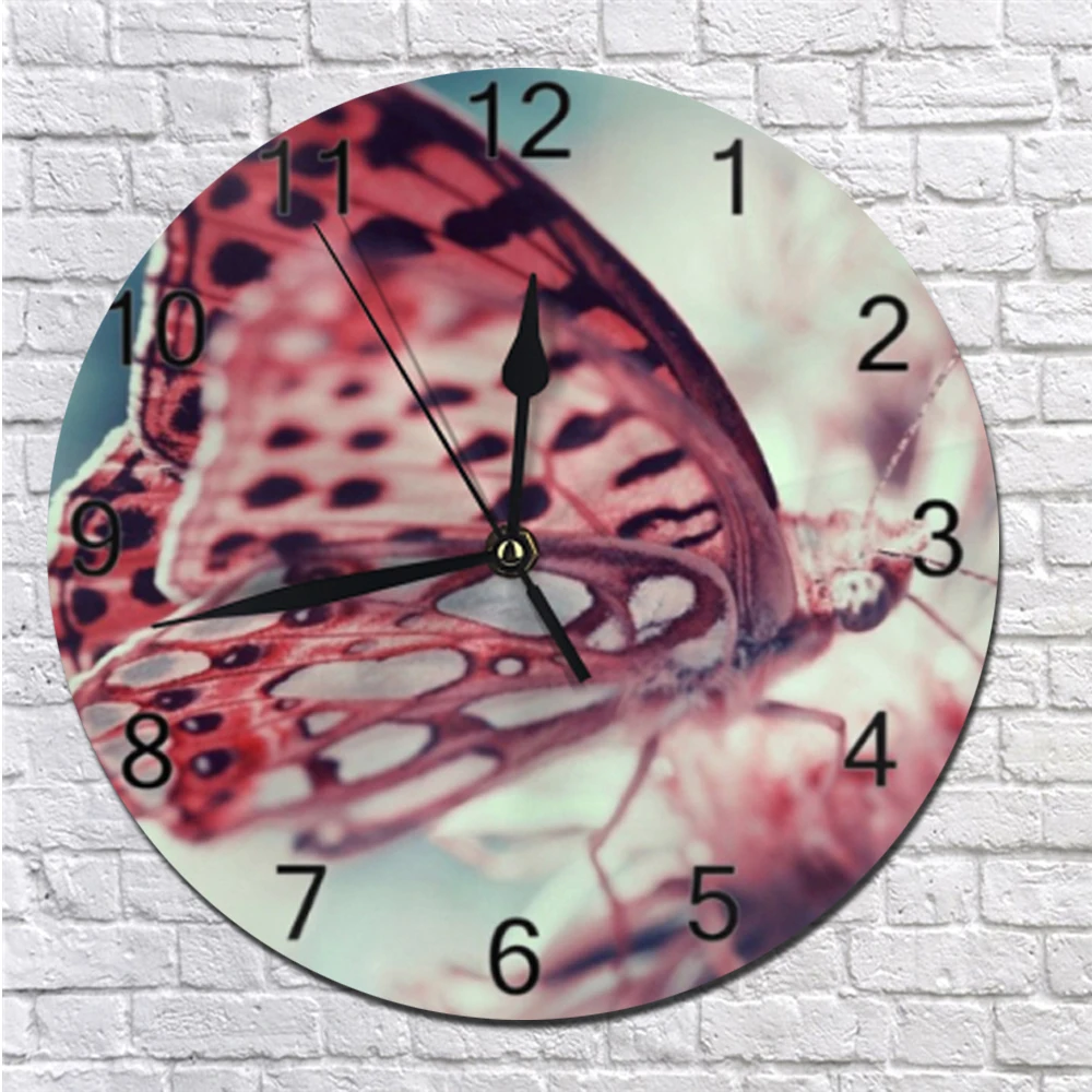 Настенные часы с рисунком бабочек бесшумный цифровой циферблат 25 см на