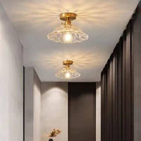 new japanese brass glass led light porch balcony ceiling light hotel guesthouse corridor light home ceiling decorative light