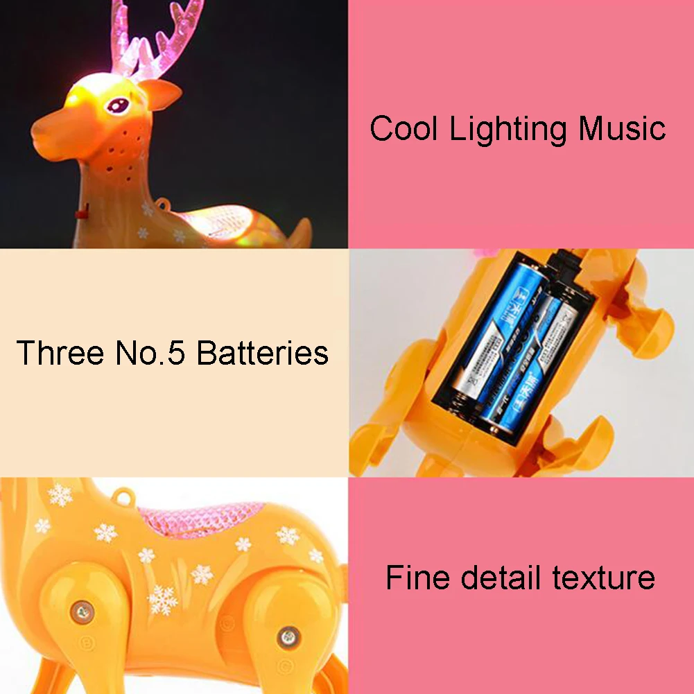 

Electric Walking Sika Deer Animal Toy with LED Music Leash Interactive Kids Toy
