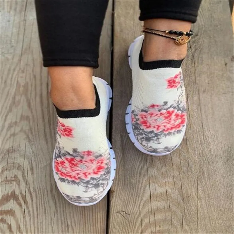 

New women's sneakers fashion mesh flower flat bottom non-slip light and comfortable all-match casual walking shoes women