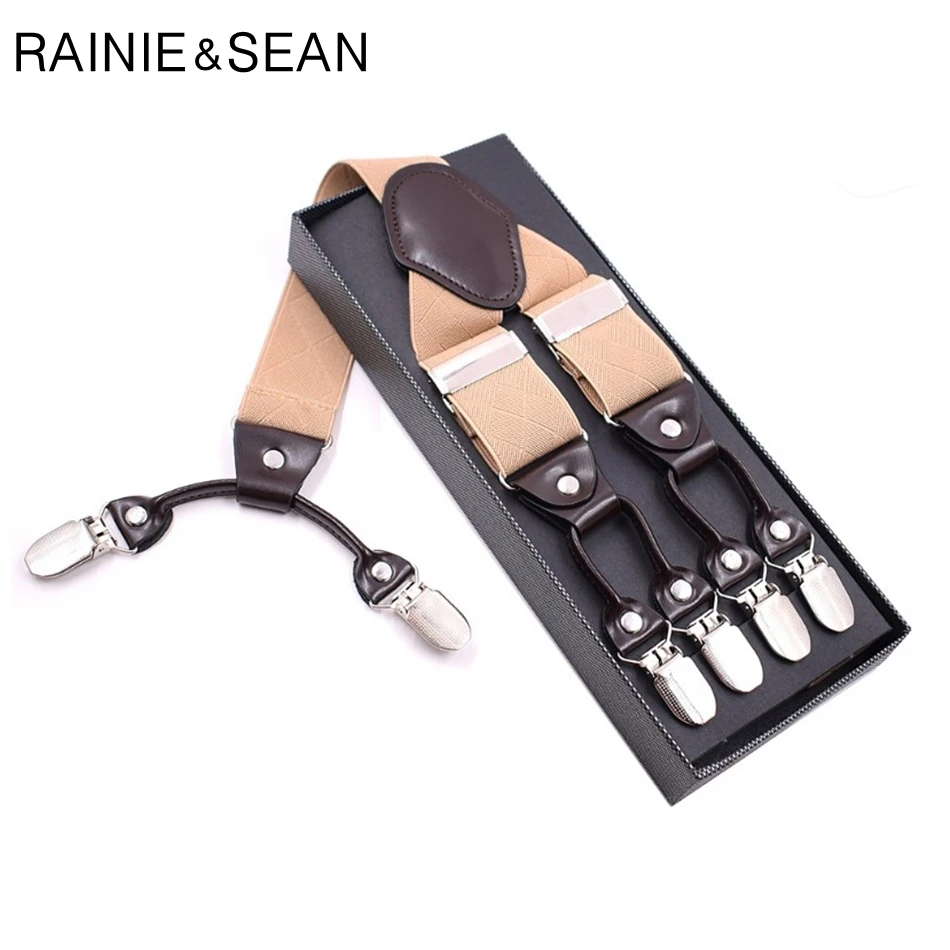 Подтяжки RAINIE SEAN мужские свадебные винтажные однотонные 3 5 см с 6 зажимами Y