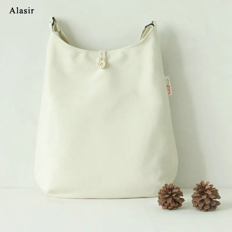 

Alasir Original Half Moon Canvas Handbags Simple Solid Women Shoulder Bags Artsy Casual Tote Bag White Cotton Designer Bags