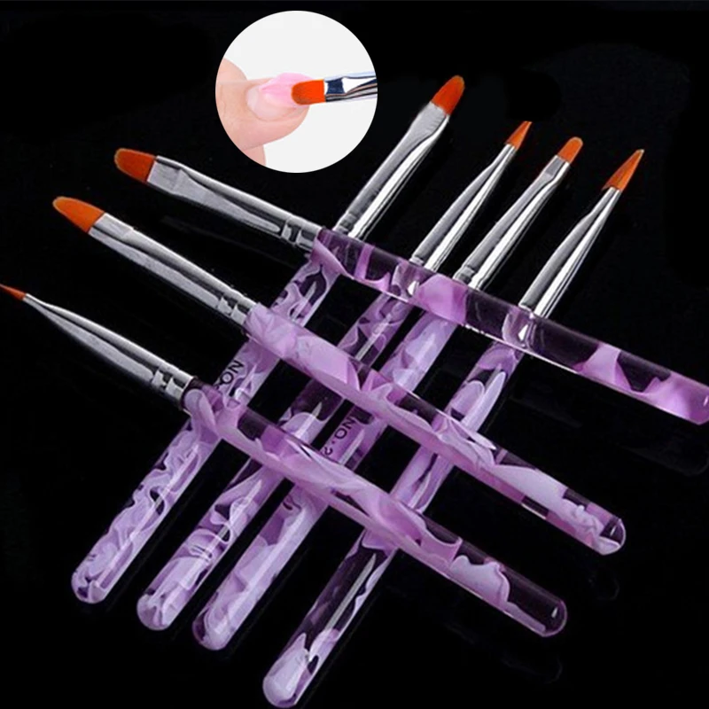 

Кисть для ногтей, акриловый стержень, Круглый наконечник светильник ручка для световой терапии, Типсы для ногтей, набор из 7 шт., профессиона...