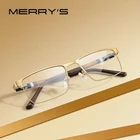 Мужские очки для коррекции зрения MERRYS, дизайнерские очки в деловом стиле с квадратной оправой из титанового сплава, с ацетатными дужками, по рецепту, при близорукости, S2254
