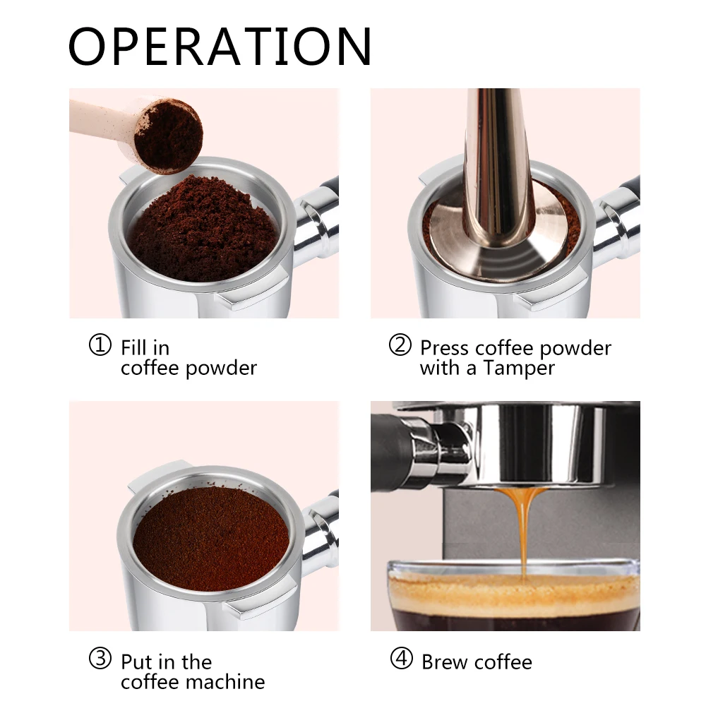 

Bottomless Portafilter 51mm 304 stainless steel for Delonghi ECP31 machine Filter Holder