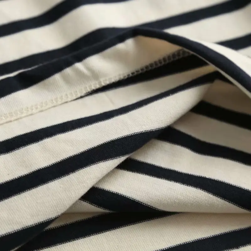 

Harajuku Dress Korean Women's Wholesale 2021 Shirt Dress Summer New Round-necked Short-sleeved Striped Thin Dress Girl