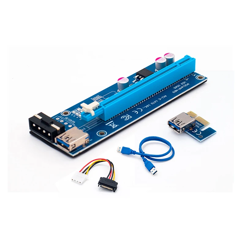 60 см PCI-E удлинитель-адаптер PCI Express PCIE Райзер-карта 1x до 16x USB 3 0 SATA к 4Pin IDE