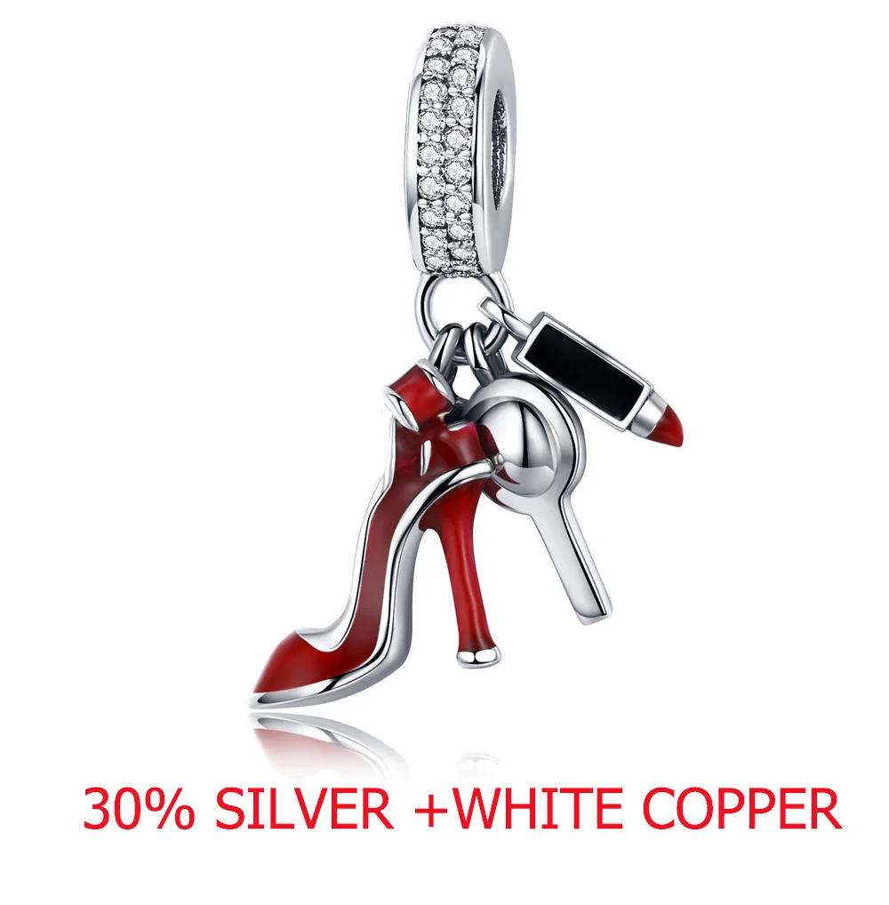 30 Percent Silver WOSTU/Лидер продаж; 925 пробы женская обувь серебристого цвета; зеркальный макияж; подвеска с бусинами; очаровательный браслет; ювелирные изделия для женщин; подарок; CQC457 - Цвет: 30 Percent Silver