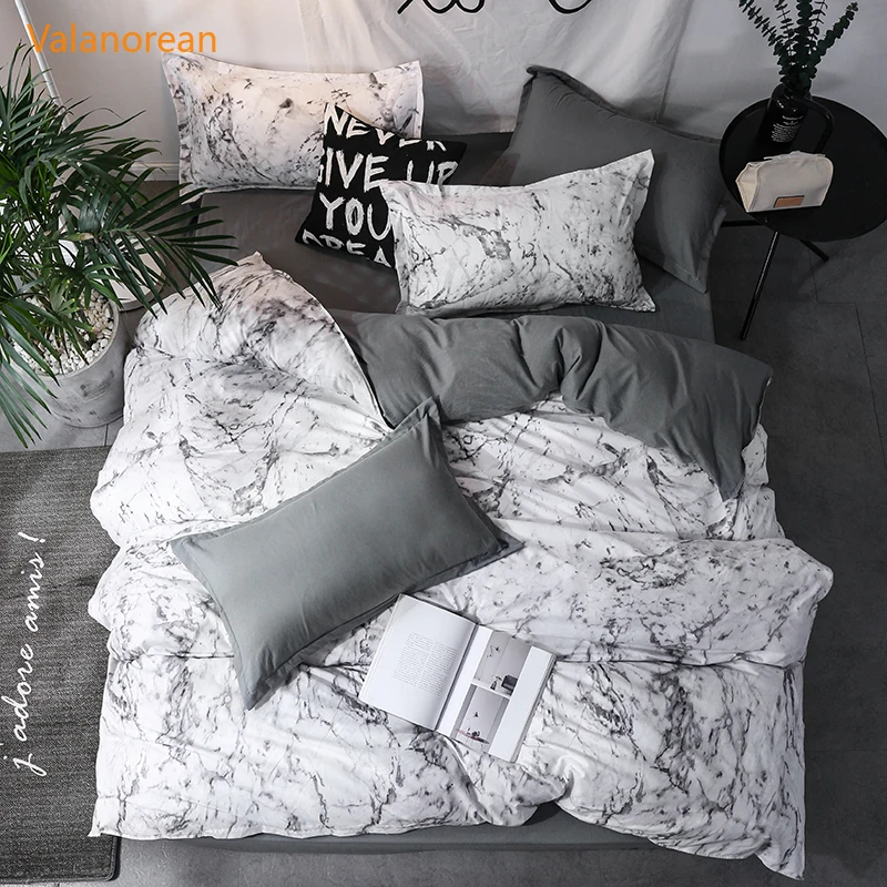 

Marbling gray style dropshipping starry sky design duvet cover + pillowcase us full king AU queen UK double 2/3pcs