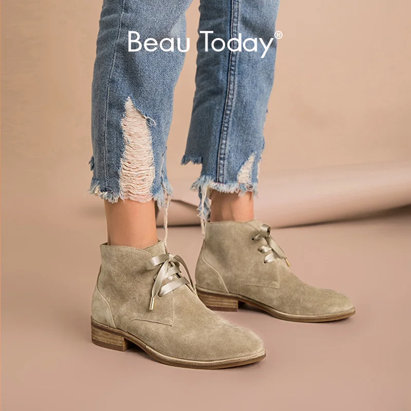 BeauToday/женские замшевые ботинки Модные женские вечерние из натуральной коровьей