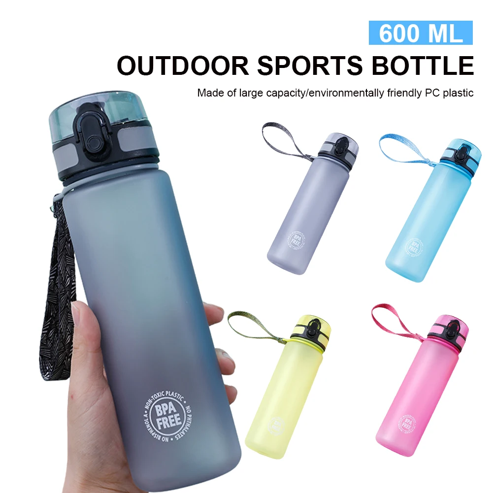 

600ml Water Bottle Portable Leak-proof Sport Drinking Bottle Protein Powder Shaker with Flip-top Lid for Gym Outdoor Sports