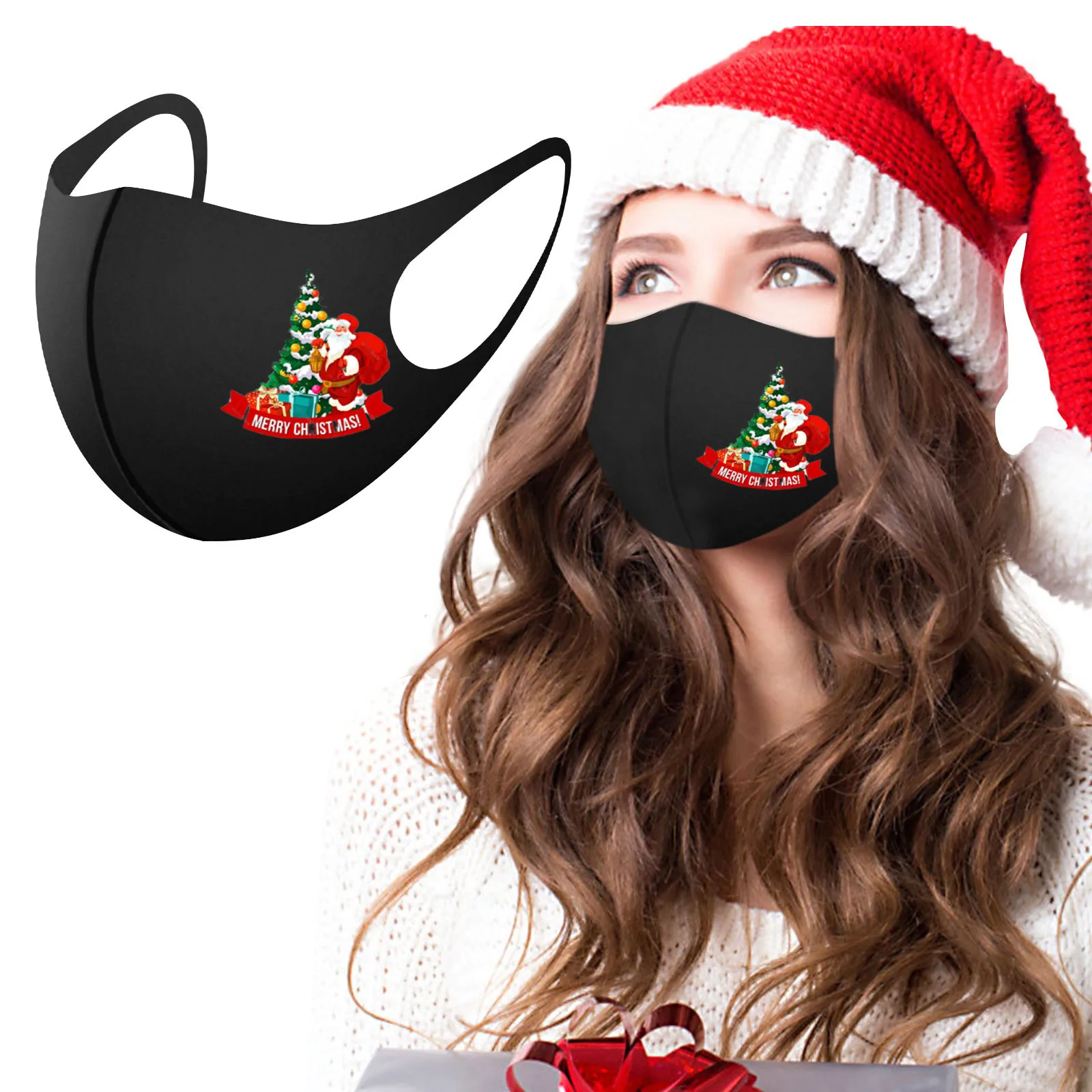 1 шт. комбинированная Рождественская маска для улицы многоразовая защитная |