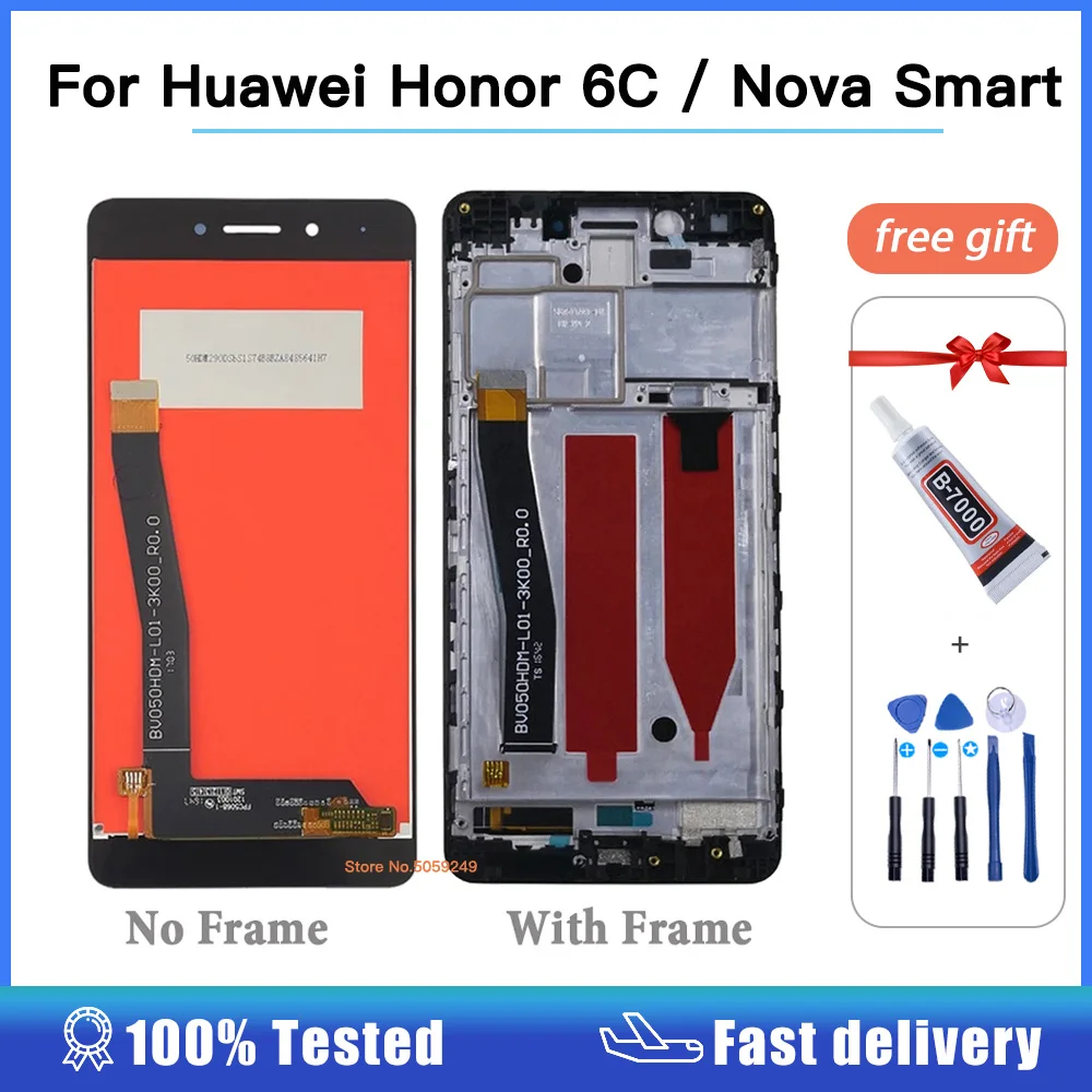 

5.0 inch Full LCD display Touch screen Digitizer assembly with Frame For Huawei Honor 6C DIG-L01 / Nova Smart / DIG-L21HN + tool